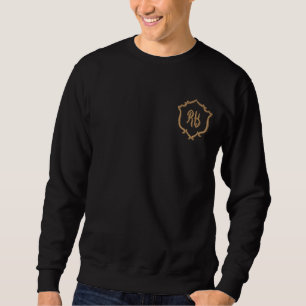 Black Embroidered Initial Letter Monogram Men's Embroidered Sweatshirt