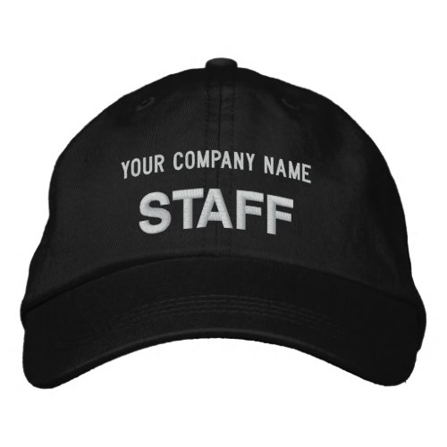 Black Embroidered Staff Cap Baseball Hat Custom