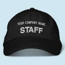 Black Embroidered Staff Cap Baseball Hat Custom