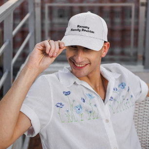 Black Embroidery Family Reunion Name White Cap