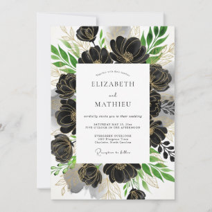 Black Emerald Green Formal Winter Wedding Invitation