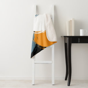 Black Emerald Orange Fusion Sherpa Blanket