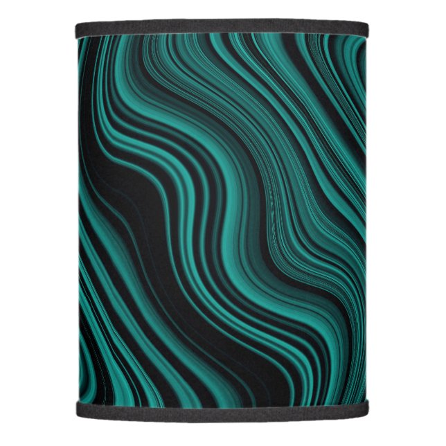 Black & Emerald Wavy Abstraction Lamp Shade (Front)