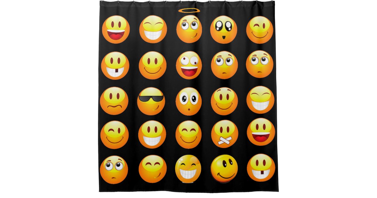 black emojis bathroom shower curtain Zazzle