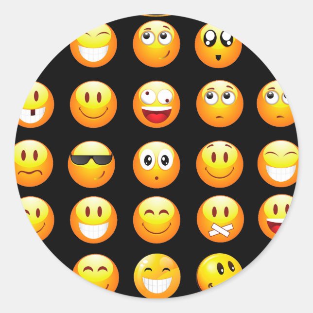black emojis classic round sticker (Front)