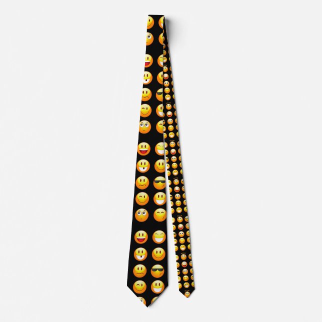 black emojis neck tie (Front)