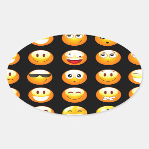 black emojis oval sticker