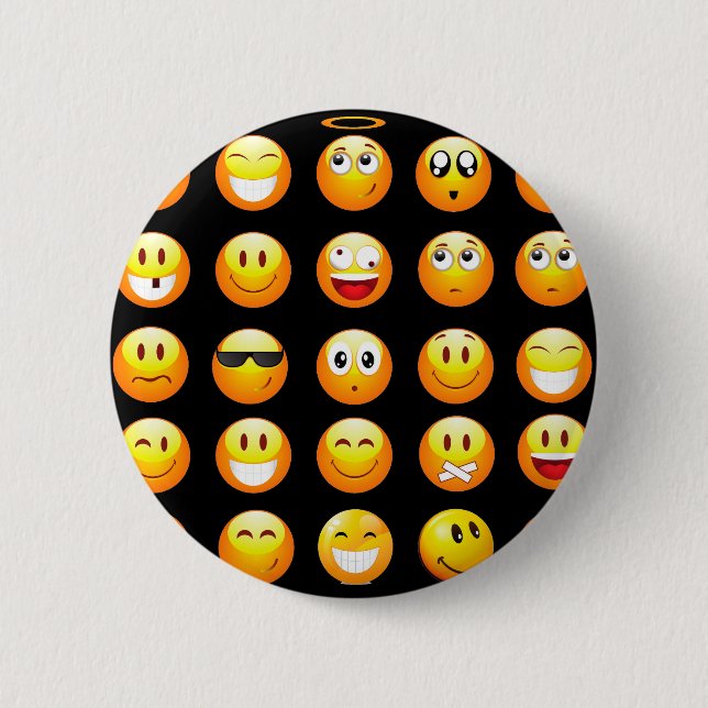 black emojis pinback button (Front)