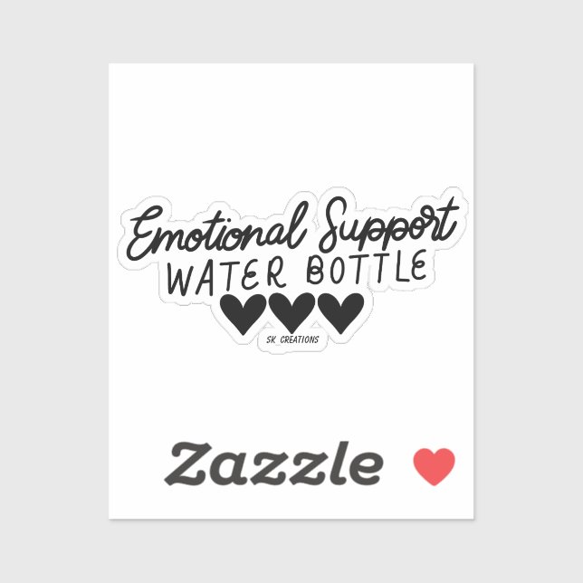 Black Emotional Support Water Bottle  Sticker (Sheet)