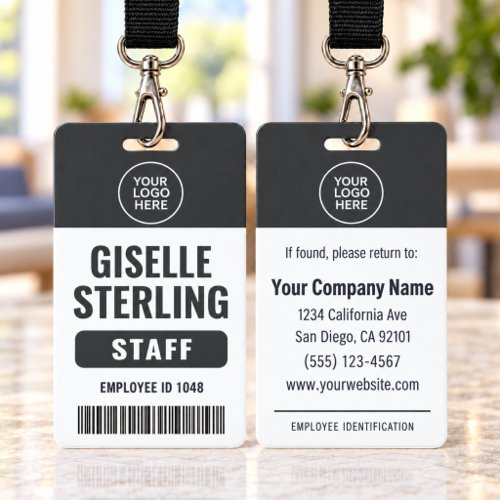 Black Employee Business Logo Name Badge