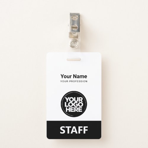 Black Employee Name Business Logo Staff Tag Badge