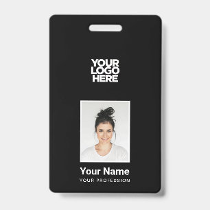 Black Employee - Photo, BarCode, Large Logo, Name Badge
