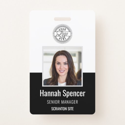 Black | Employee Photo ID Company Security Badge | Zazzle