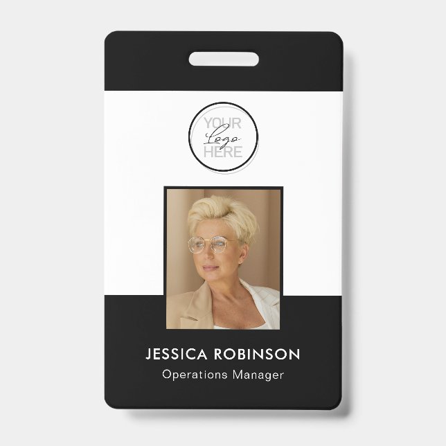 Black Employee Photo ID Security Badge with Logo (Front)