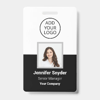Black, Employee Photo ID w/ QR Code, Company Badge