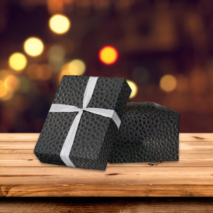Black Emu Skin Look-Like Leather Wrapping Paper