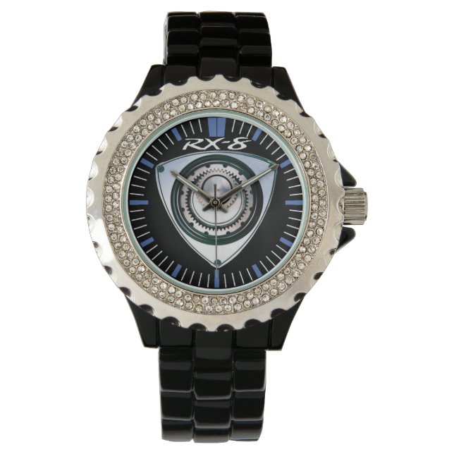 Black Enamel, Rhinestone, RX-8 Watch (Front)