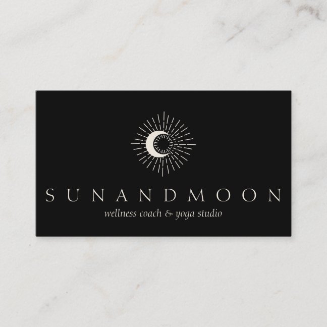 Black Energy Healing Sun Moon Spiritual Business Card