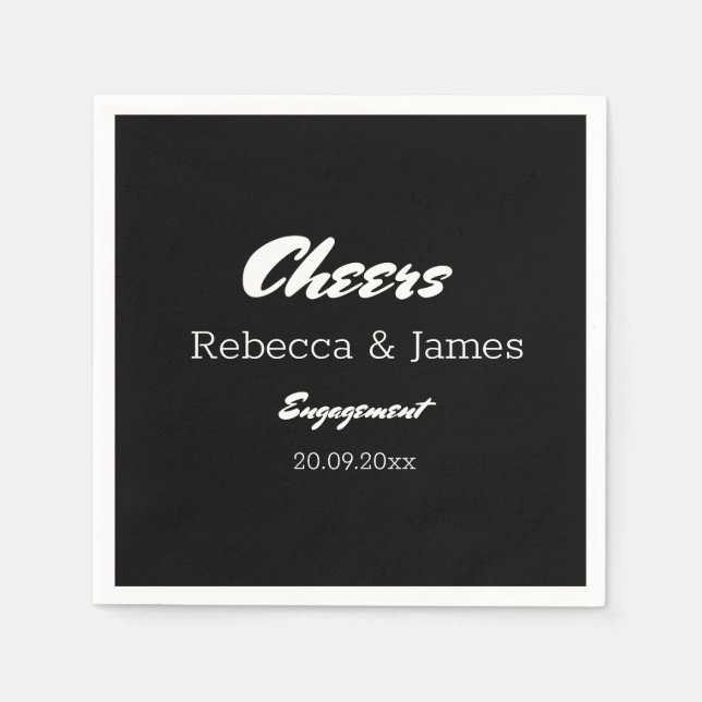 Black Engagement Wedding Party Cheers Napkins (Front)