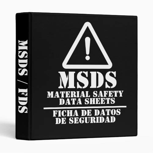 Black English and Spanish MSDS  FDS 3 Ring Binder