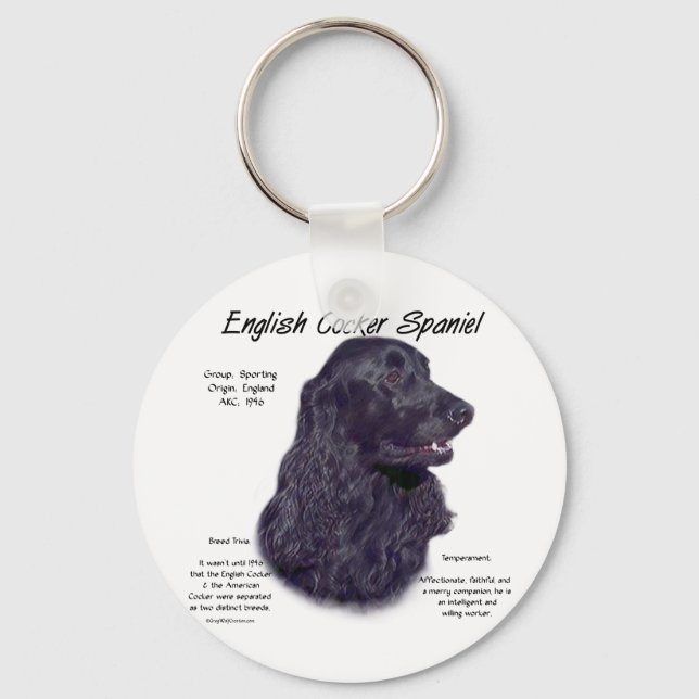 Black English Cocker Spaniel History  Keychain (Front)