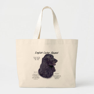 Black English Cocker Spaniel History  Large Tote Bag