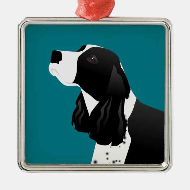 Black English Springer Spaniel Basic Breed Metal Ornament (Front)