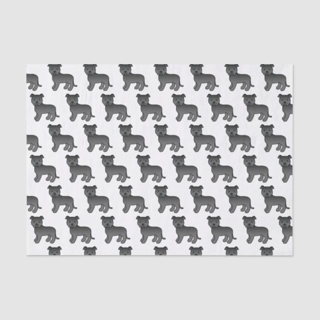 Black English Staffie Cute Cartoon Dog Pattern Tissue Paper (Front)