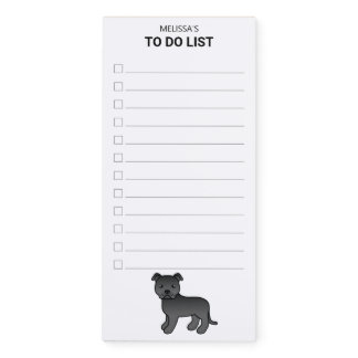 Black English Staffie Cute Cartoon Dog To Do List Magnetic Notepad