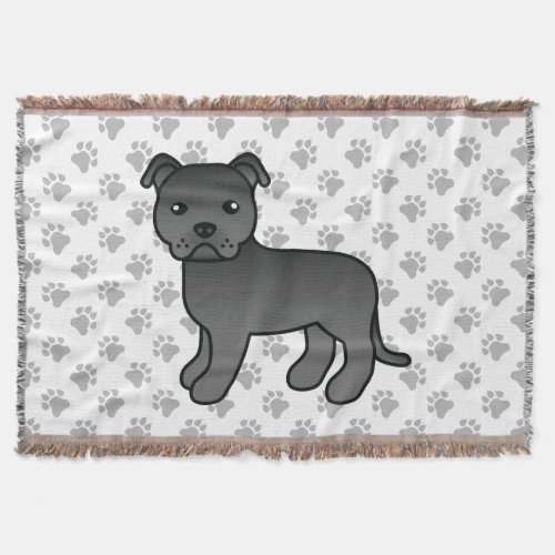 Black English Staffordshire Bull Terrier Dog Throw Blanket