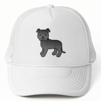 Black English Staffordshire Bull Terrier Dog Trucker Hat