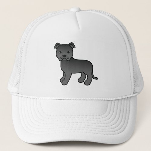 Black English Staffordshire Bull Terrier Dog Trucker Hat