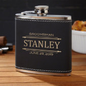 Black Engraved Stanford Stainless Steel Hip Flask  (Front)