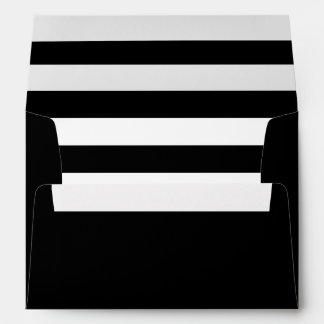 Black Envelope with a Black & White Striped Liner