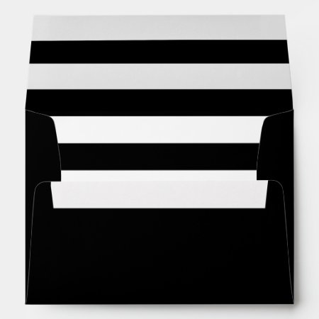 Black Envelope With A Black & White Striped Liner