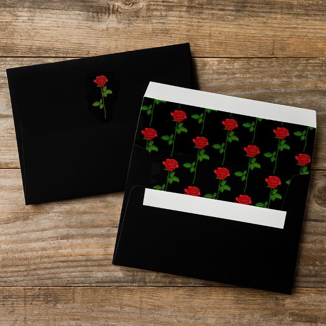 Black Envelope with Romantic Red Rose Liner  (Creator Uploaded)