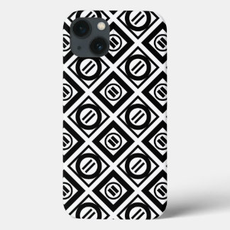 Black Equal Sign Geometric Pattern on White iPhone 13 Case