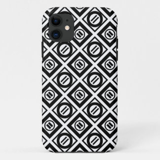 Black Equal Sign Geometric Pattern on White iPhone 11 Case
