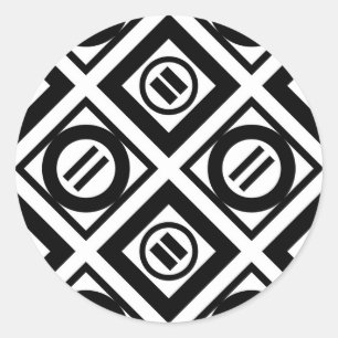 Black Equal Sign Geometric Pattern on White Classic Round Sticker