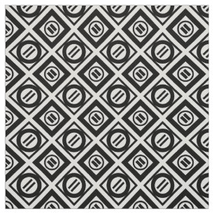 Black Equal Sign Geometric Pattern on White Fabric