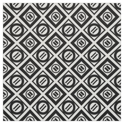 Black Equal Sign Geometric Pattern on White Fabric