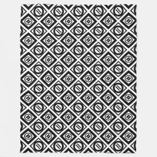 Black Equal Sign Geometric Pattern on White Fleece Blanket