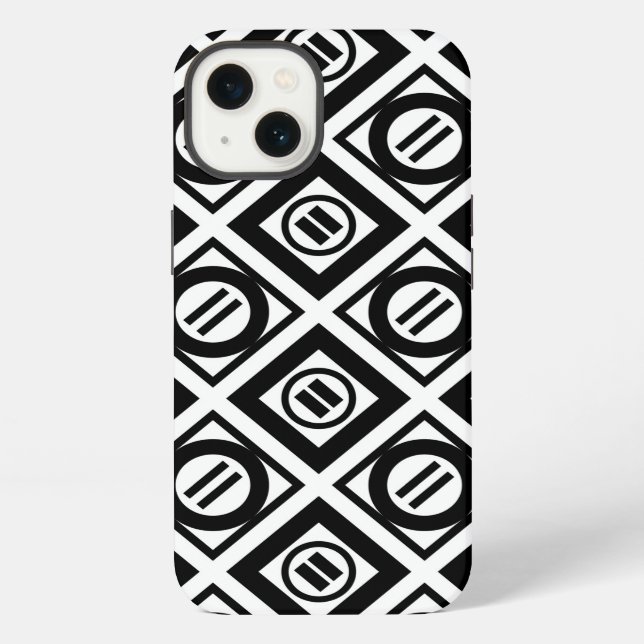 Black Equal Sign Geometric Pattern on White Iphone Case (Back)