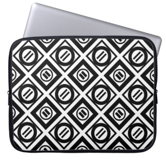 Black Equal Sign Geometric Pattern on White Laptop Sleeve