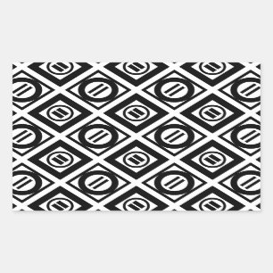 Black Equal Sign Geometric Pattern on White Rectangular Sticker