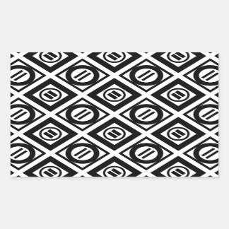 Black Equal Sign Geometric Pattern on White Rectangular Sticker