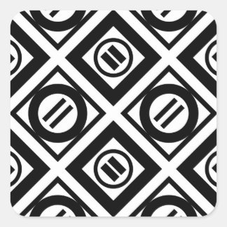 Black Equal Sign Geometric Pattern on White Square Sticker