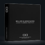 Black Estate Planner Binder with Logo<br><div class="desc">Make a lasting impression with this sleek and professional three-ring binder designed specifically for estate planners. The solid black background provides a sophisticated backdrop for the crisp white classic block typography, featuring your company name and "Estate Planning Portfolio." The front and back covers offer space for a customizable logo, allowing...</div>