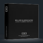 Black Estate Planner Binder with Logo<br><div class="desc">Make a lasting impression with this sleek and professional three-ring binder designed specifically for estate planners. The solid black background provides a sophisticated backdrop for the crisp white classic block typography, featuring your company name and "Estate Planning Portfolio." The front and back covers offer space for a customizable logo, allowing...</div>