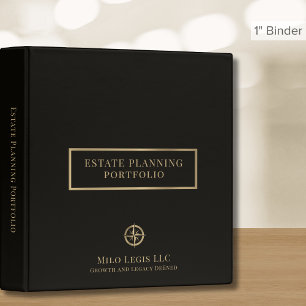 Black Estate Planning Binder Gold Compass Logo